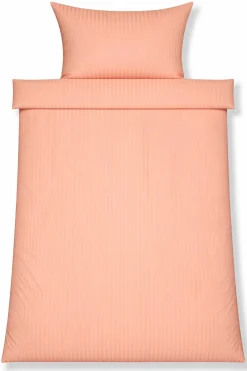 Sengetøj 140x200 cm - Egyptisk bomuld - Rosa jacquardvævede striber