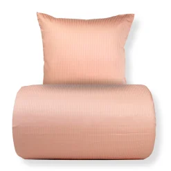 Sengetøj 140x200 cm - Egyptisk bomuld - Rosa jacquardvævede striber