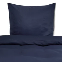 Sengetøj 140x220 cm - Microfiber - Ensfarvet mørkeblå