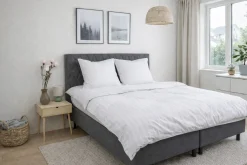 Sengetøj 140x220 cm - Microfiber - Ensfarvet med hvide striber