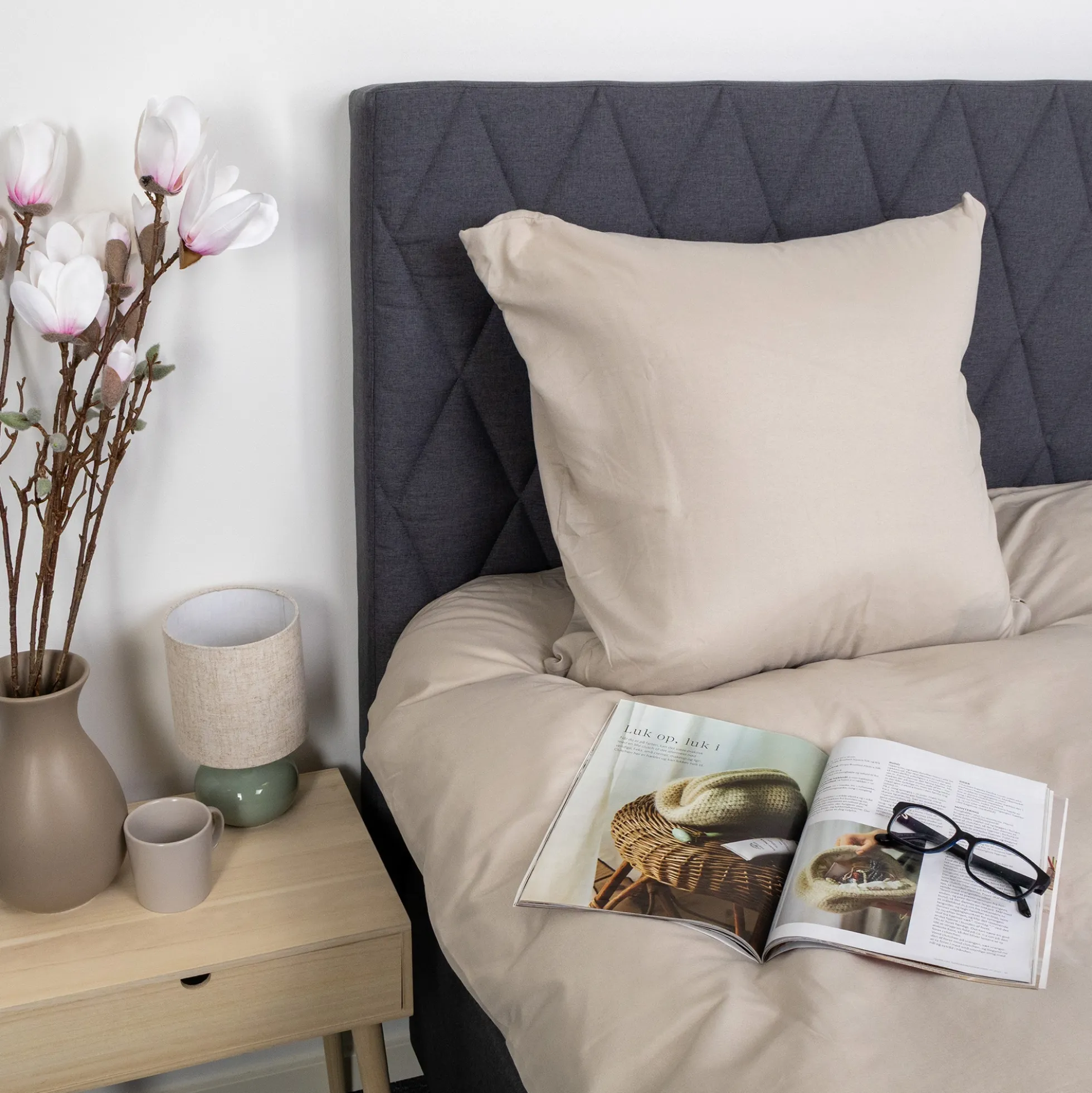 Sengetøj 140x220 cm - Microfiber - Ensfarvet beige