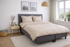 Sengetøj 140x220 cm - Microfiber - Ensfarvet beige