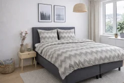 Sengetøj 140x220 cm - Microfiber - Gråt zig zag mønster