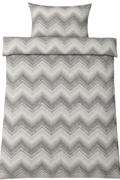 Sengetøj 140x220 cm - Microfiber - Gråt zig zag mønster