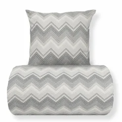 Sengetøj 140x220 cm - Microfiber - Gråt zig zag mønster