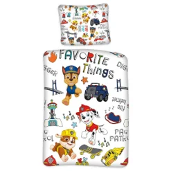Sengetøj 150x210 cm - Paw Patrol sengetøj - Favorite things - 2 i 1 design - Sengesæt i 100% bomuld
