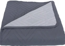 Sengetæppe - 140X240 cm - Vendbart Mørkegrå og lysegrå - Tæppe til enkelseng
