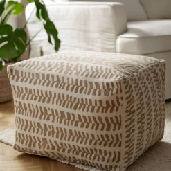 Sidepuf - 28x28x40 cm - Beige med mønster - Praktisk puf fra Nordstrand Home