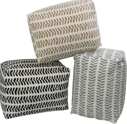 Sidepuf - 28x28x40 cm - Beige med mønster - Praktisk puf fra Nordstrand Home