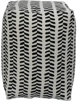 Sidepuf - 28x28x40 cm - Sort med mønster - Praktisk puf fra Nordstrand Home