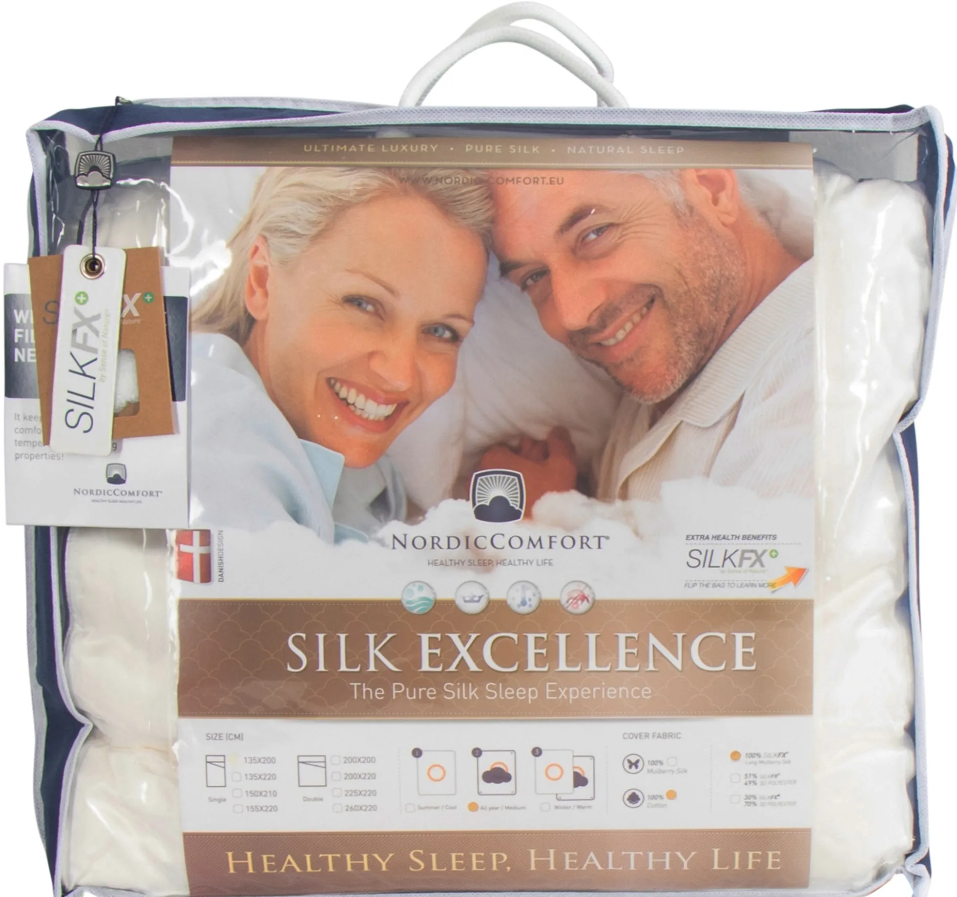 Silkedyne - Helårsdyne med silkebetræk - 140x220 cm - 100% langfibret mulberry - Nordic Comfort