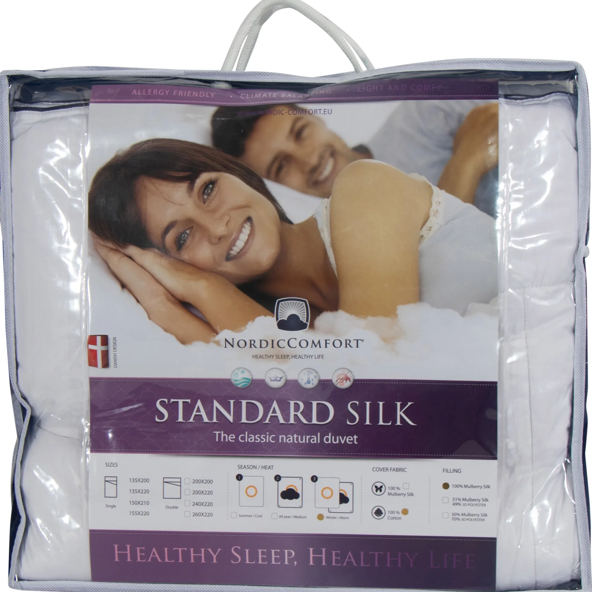 Silkedyne helårsvarm - 100% mulberry silke - 140x200 cm - Nordic Comfort