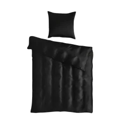 Silke sengetøj 200x200 cm - Ensfarvet sort sengetøj til dobbeltdyne - 100% Silke - Butterfly Silk