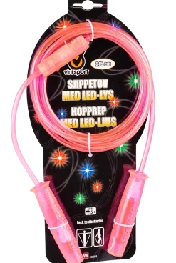Sjippetov med LED-lys 215 cm - Lyserød