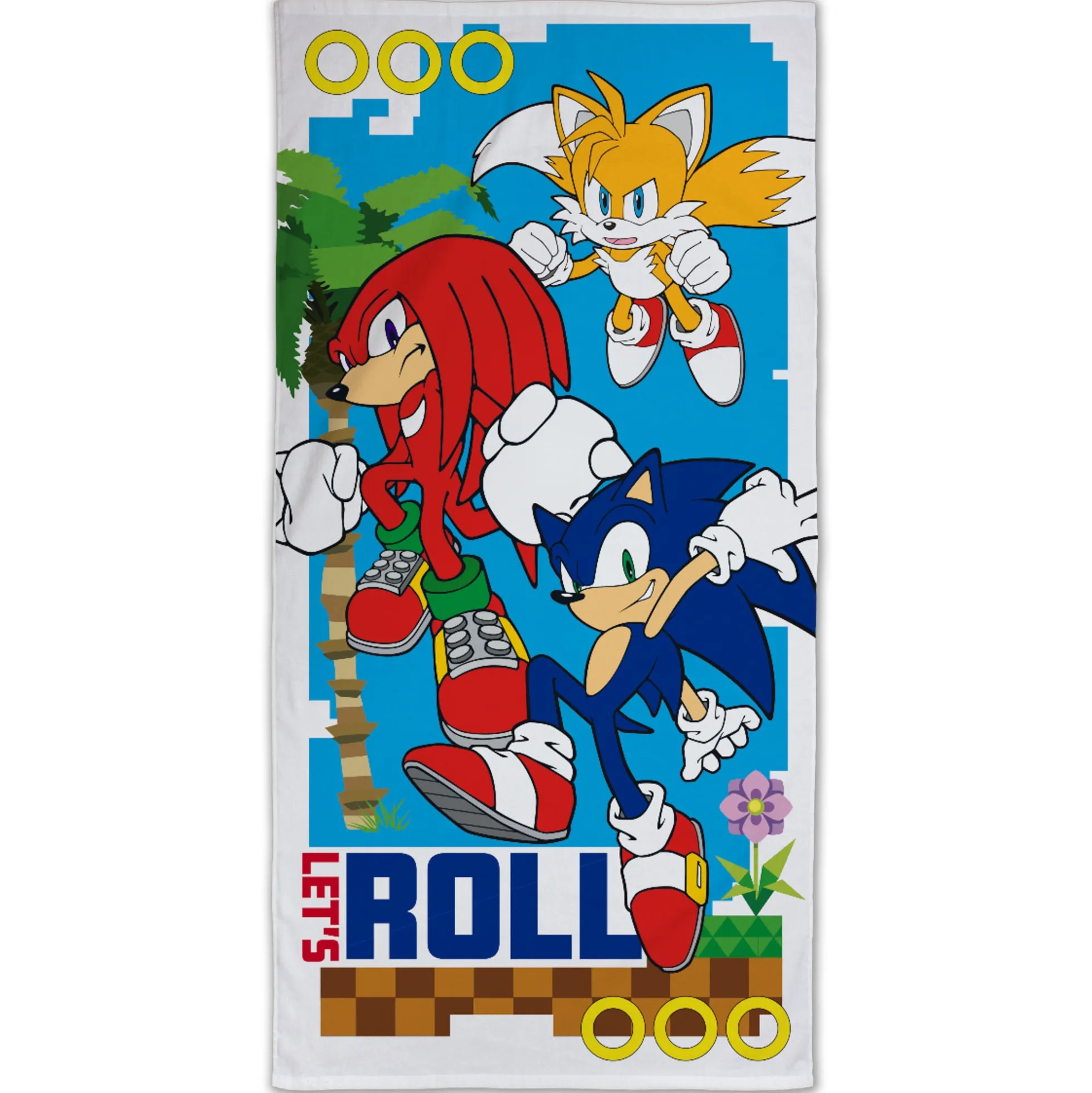 Sonic håndklæde - 70x140 cm - 100% bomuld - Blødt badehåndklæde med Sonic The Hedgehog