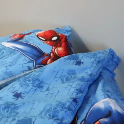 Spiderman sengetøj - 100% bomuld - Børnesengetøj 140x200 cm - Blå