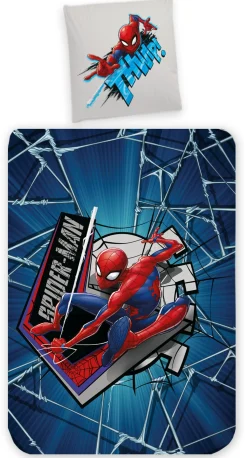 Spiderman sengetøj - 100% bomuld - Junior sengetøj 100x140 cm - Mørkeblå