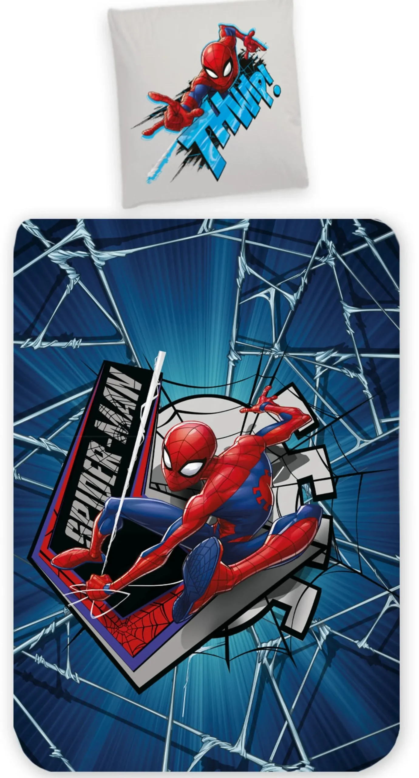 Spiderman sengetøj - 100% bomuld - Junior sengetøj 100x140 cm - Mørkeblå