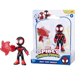 Spidey Miles "Spin" Morales figur med net - 7,6 cm