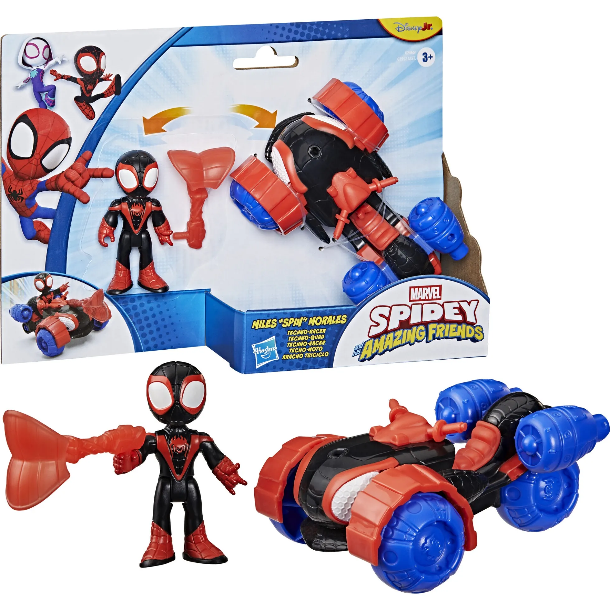 Spidey Miles "Spin" Morales Techno-Racer køretøj med figur - 7,6 cm