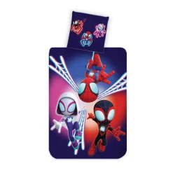 Spidey sengetøj - 100% bomuld - Børnesengetøj 140x200 cm - Spidey, Ghost-Spider og Miles Morales