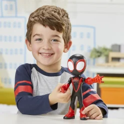 Spidey Supersized Miles "Spin" Morales figur med net – 22,5 cm