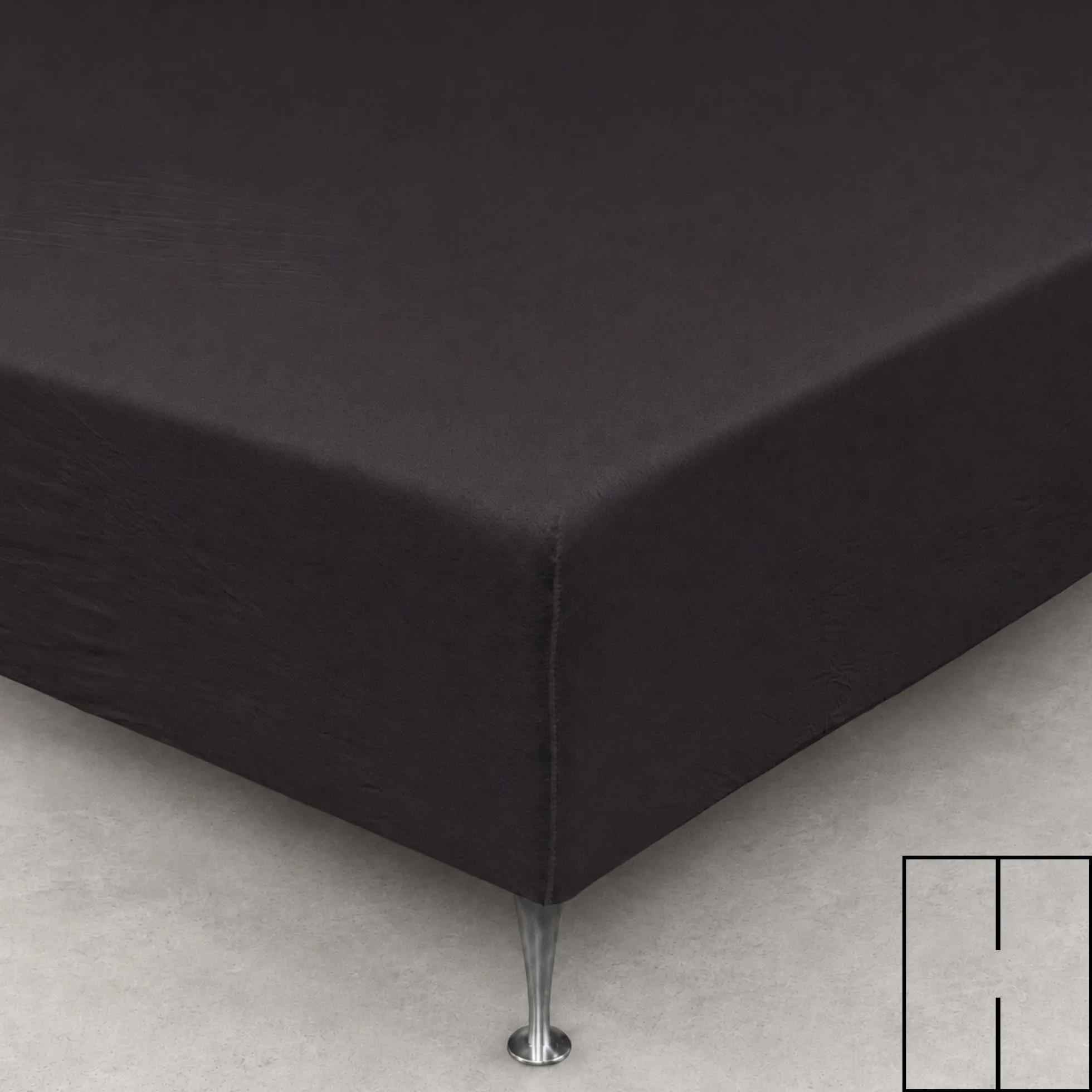 Splitlagen - H-split - 160x200 cm - Sort - 100% Bomuld jersey lagen - Stræklagen til elevationsseng