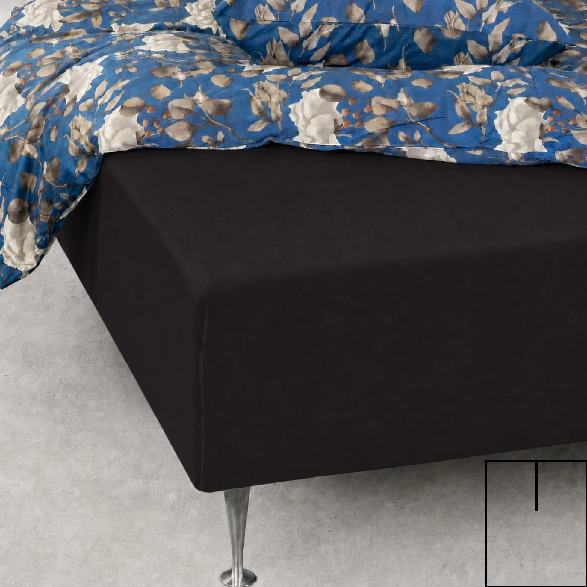 Splitlagen - U-split - 180x200 cm - Sort - 100% Bomuld jersey lagen - Stræklagen til elevationsseng