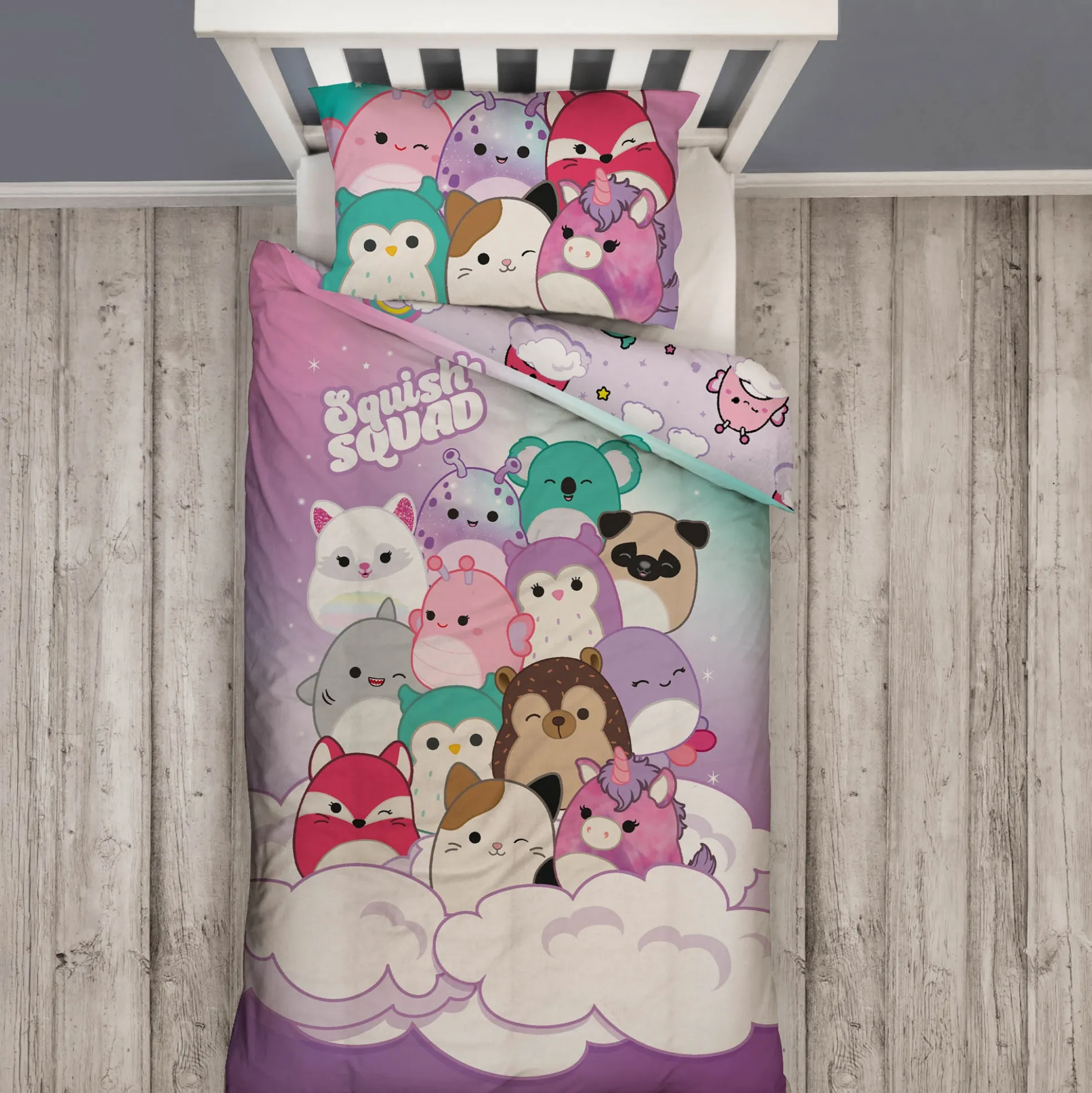 Squishmallows sengetøj - 150x210 cm - Squishmallows 2 i 1 sengesæt - 100% bomuld