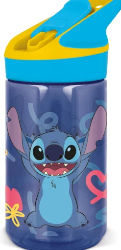 Stitch drikkedunk - Vandflaske med flipfunktion og sugerør