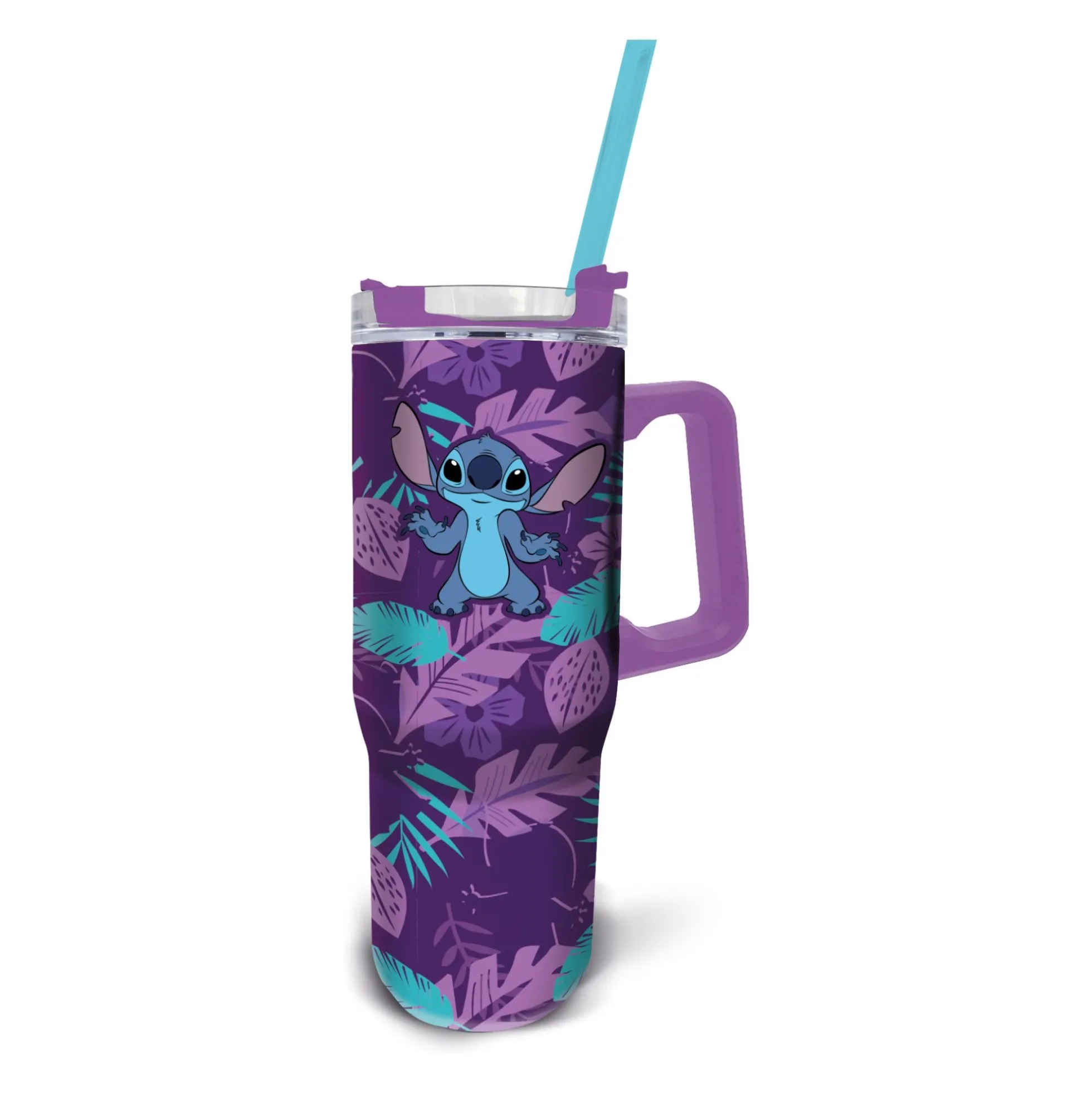 Stitch termokop med sugerør og håndtag - Tumbler drikkedunk 940 ml