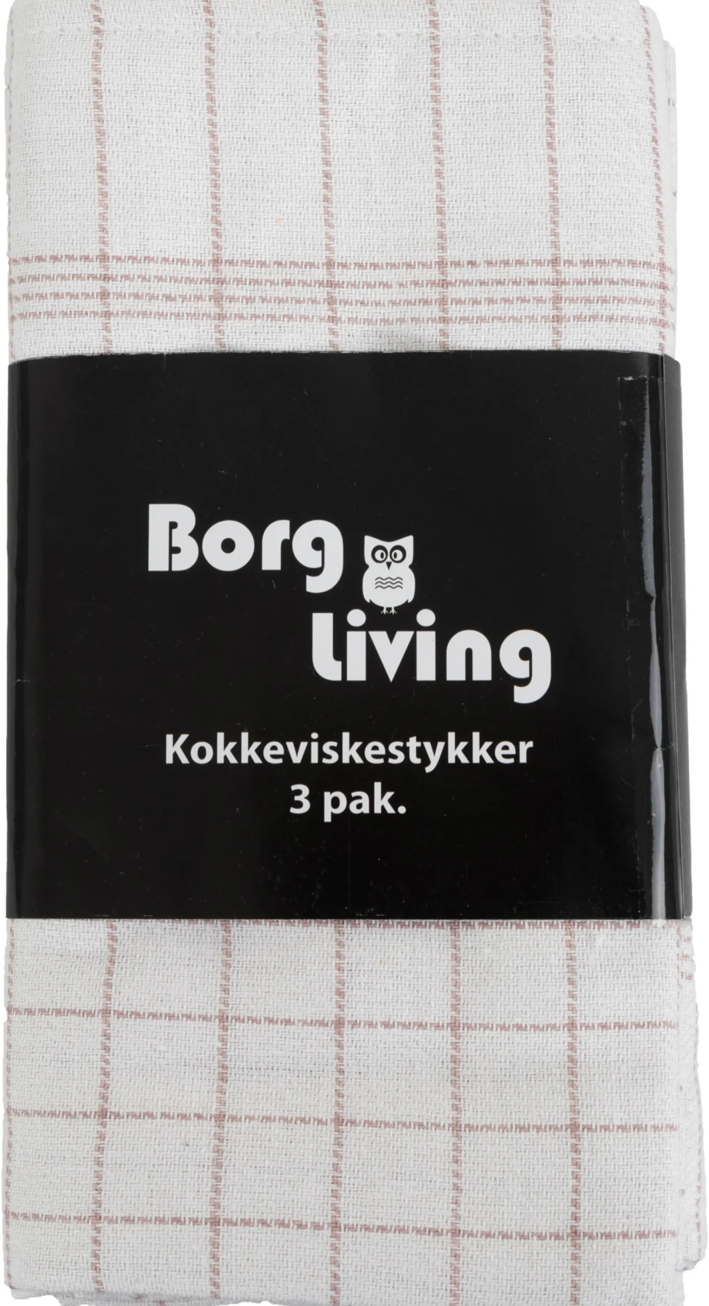 3 stk. Kokkeviskestykker - 50x100 cm Hvide viskestykker med rosa tern