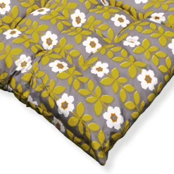 Stolehynde - 35x35x6 cm - Grå havehynde med gule og hvide blomster - Blød komfort hynde