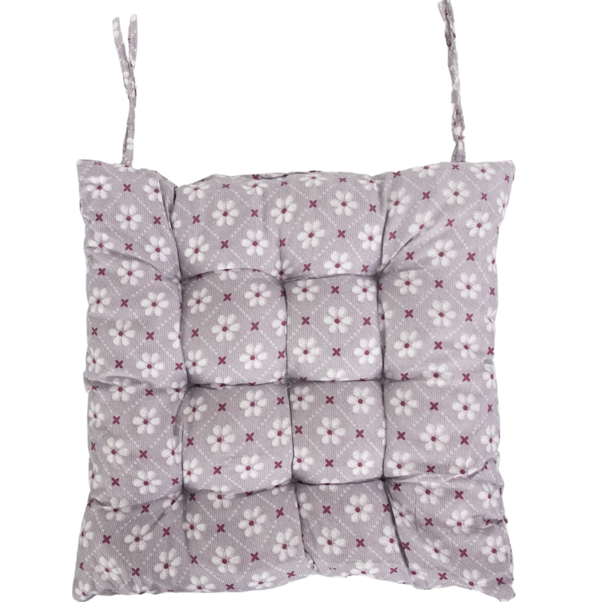 Stolehynde - 35x35x6 cm - Lila havehynde med blomster - Blød komfort hynde