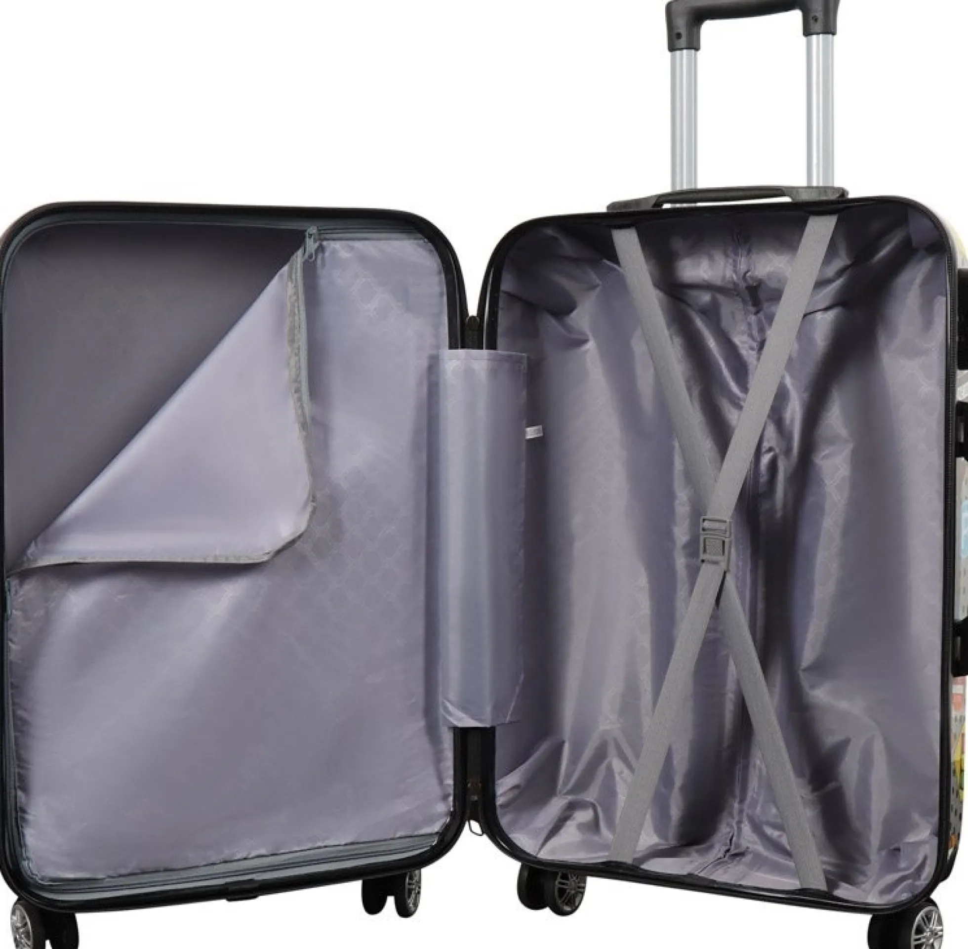 Stor kuffert - Hardcase kuffert med motiv - New York city - Black - Eksklusiv letvægt kuffert