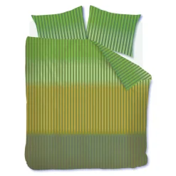 Stribet dobbelt sengetøj 200x220 cm - Grønt sengesæt i 100% ranforce bomuld - Jonah Beddinghouse sengelinned