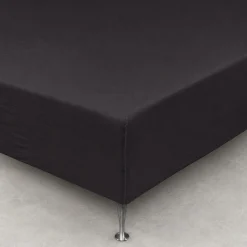 Stræklagen 200x200 cm - Sort - 100% Bomuld jersey lagen - Faconlagen til stor dobbeltseng