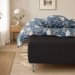 Stræklagen 70x160 cm - Sort - 100% bomuld jersey lagen - Faconlagen til juniormadras