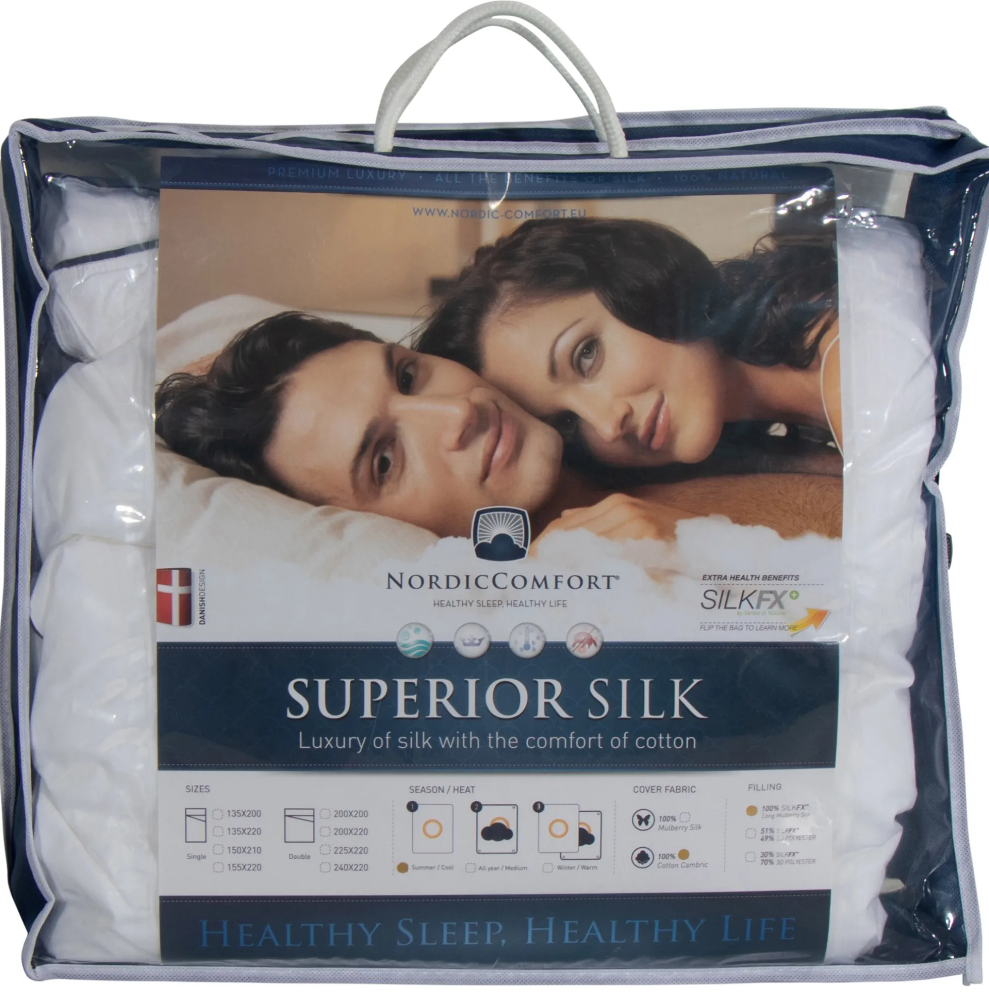 Sval sommer silkedyne med 100% langfibret silke - 140x200 cm - Nordic comfort Superior