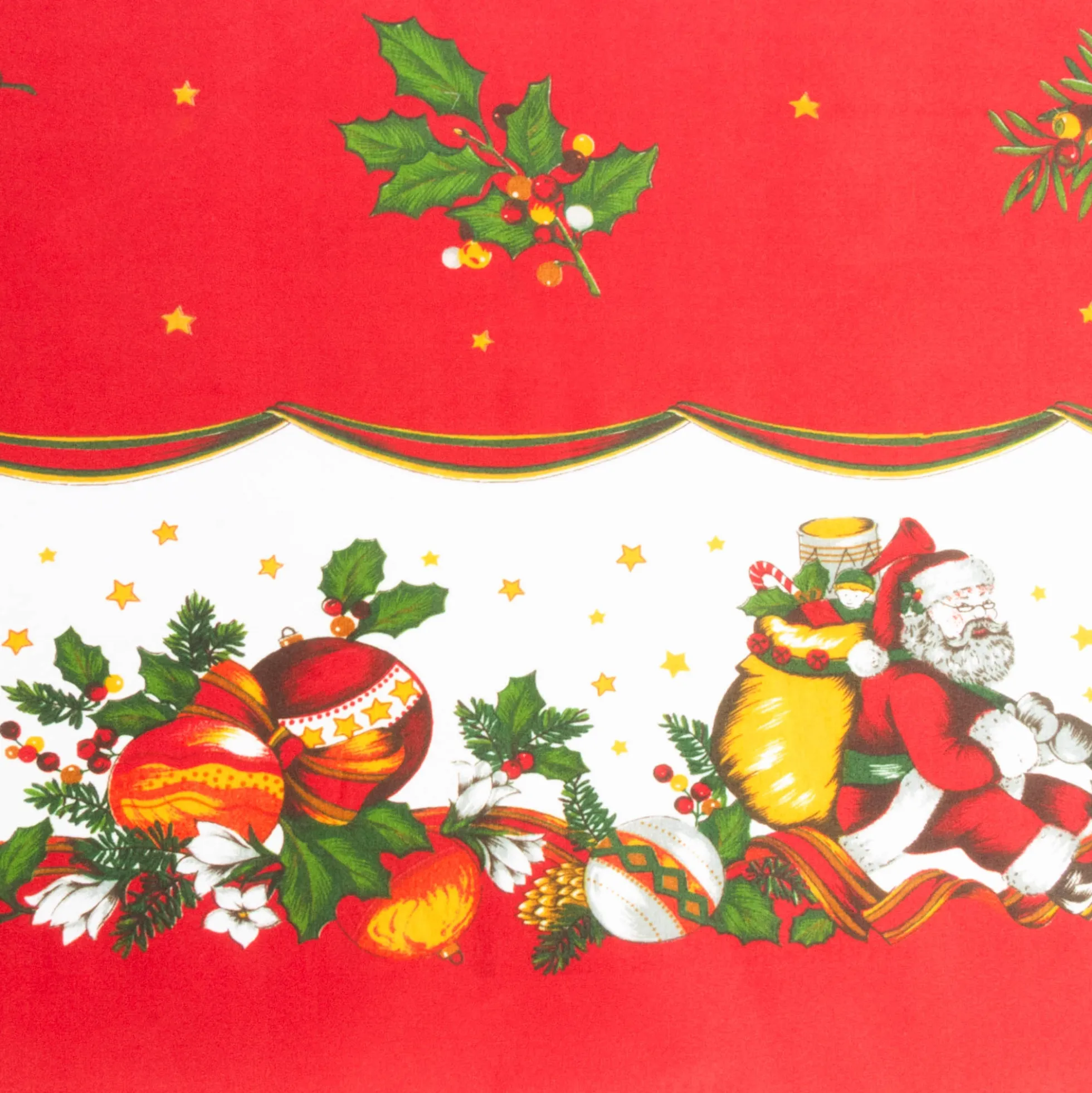 Tekstil voksdug - 140 cm bred - Juledug - På metermål - Santa Claus And The Mistletoe - Voksdug med akrylbelægning