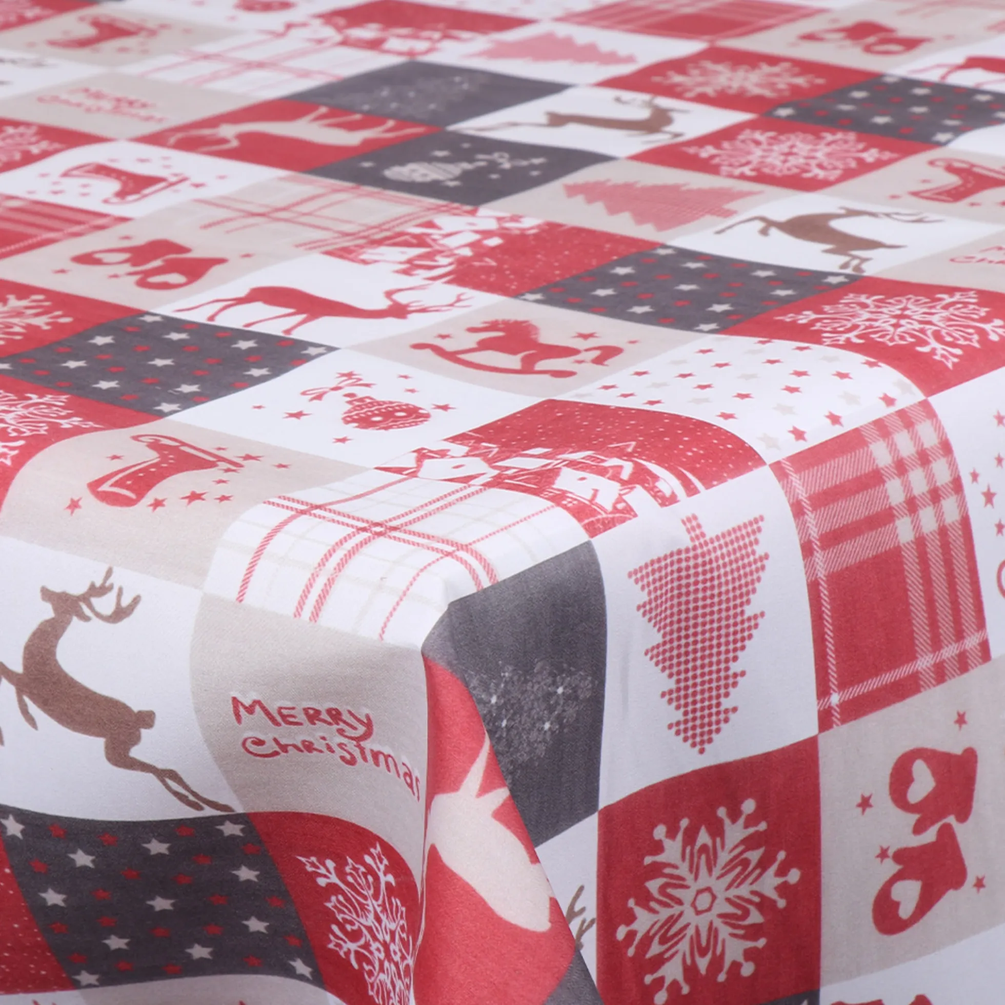 Tekstil voksdug - Ternet med forskellige julemotiver - 140 cm bred - På metermål