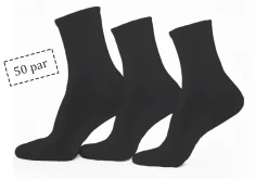 Tennissokker - 50 par sorte tennisstrømper med ribkant - Str. 43-47 - Unisex