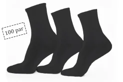 Tennissokker - 100 par sorte tennisstrømper med ribkant - Str. 43-47 - Unisex