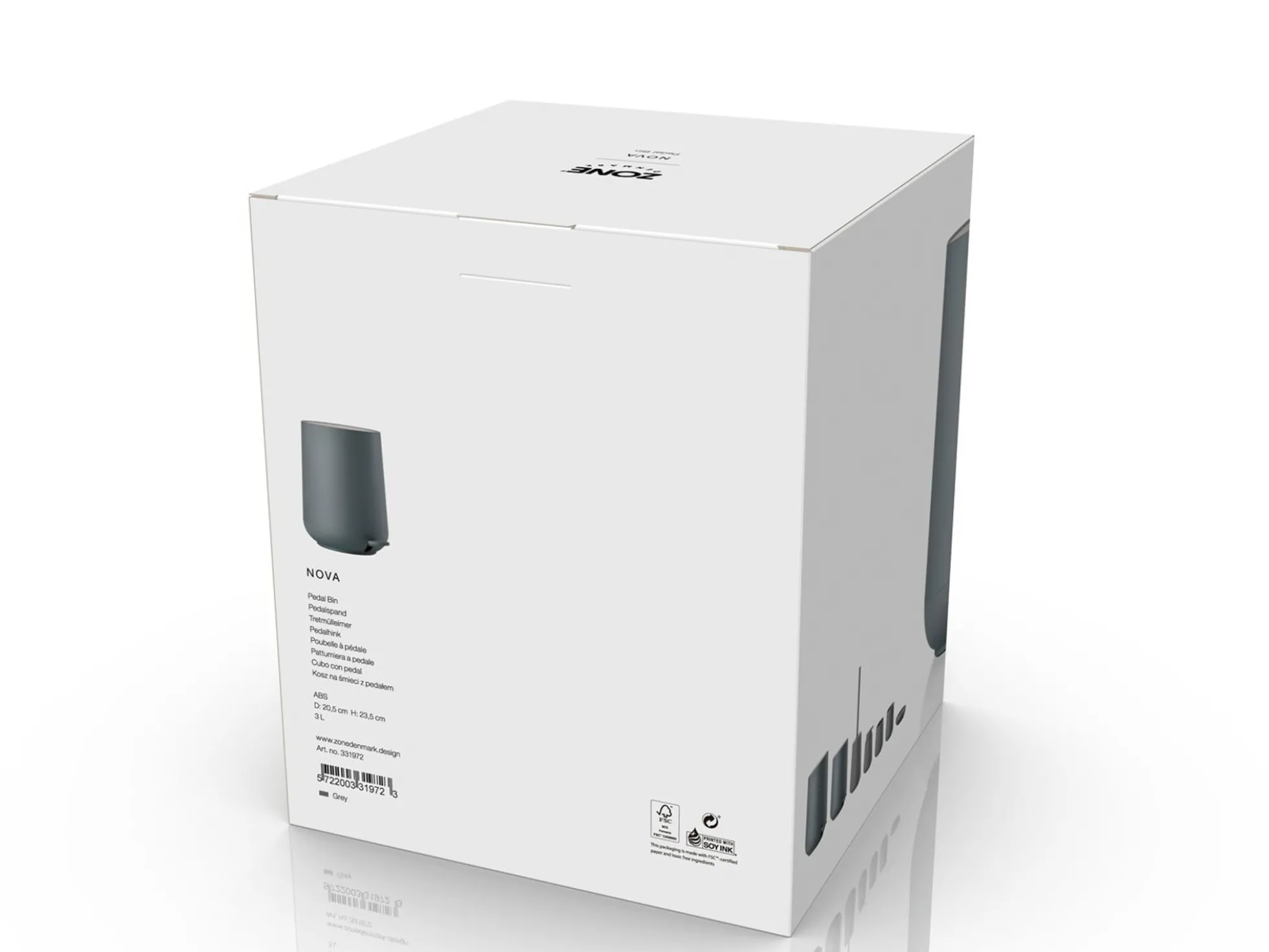 Toiletspand - 3L - Zone Denmark - Nova One Grey pedalspand