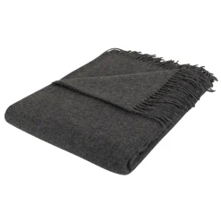 Uldplaid - 40% Cashmere - 130x200 cm - Ensfarvet mørkegråt uldtæppe - By Borg plaid