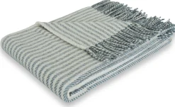 Uldplaid med finkæmmet uld - 130x200 cm - Blødt uldtæppe med flotte blå striber - By Borg plaid