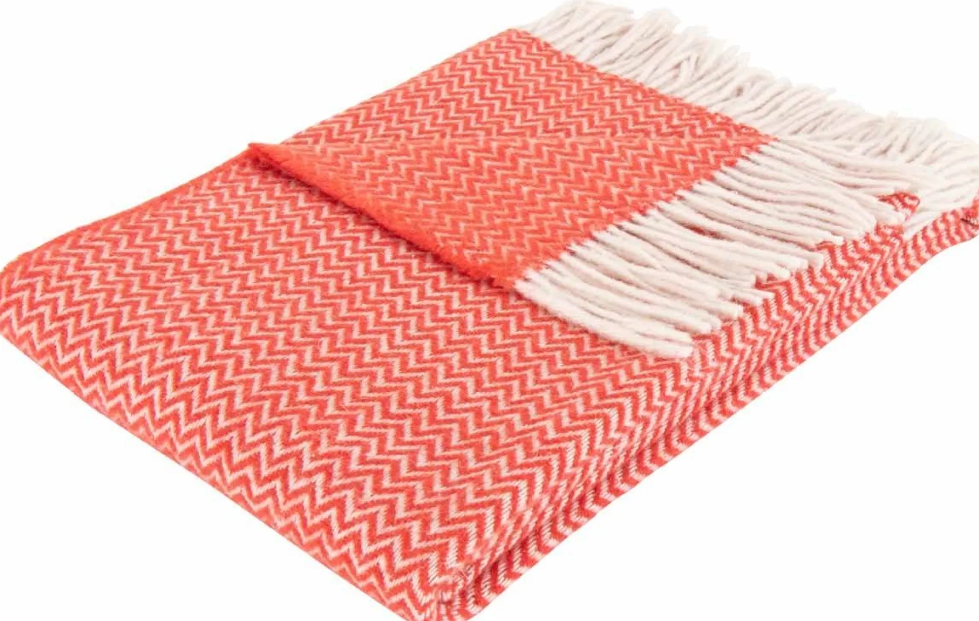 Uldplaid med finkæmmet uld - 130x200 cm - Blødt uldtæppe med rød zigzag mønster - By Borg plaid