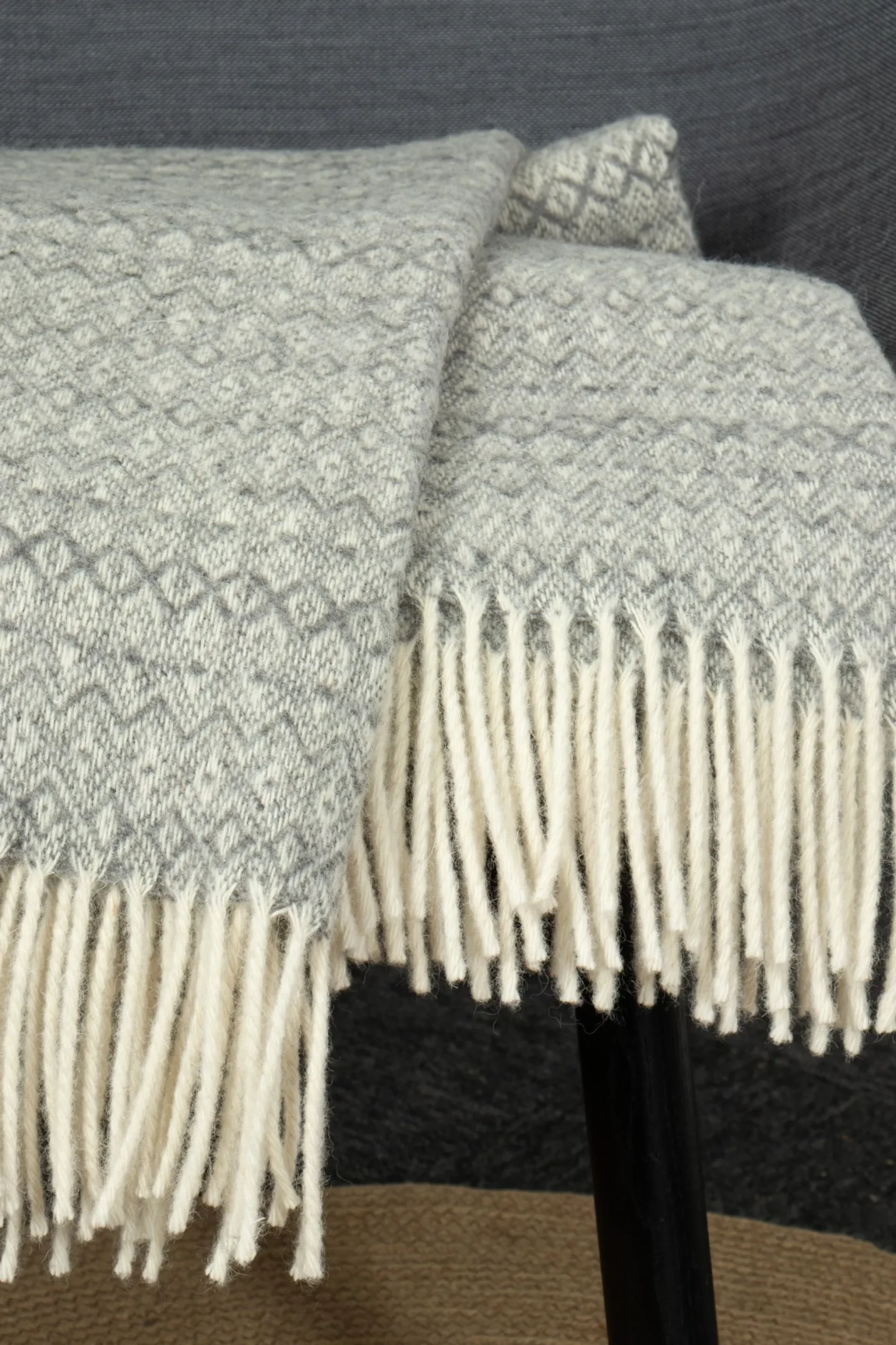 Uldplaid - 100% Uld - 130x200 cm - Nordic grå