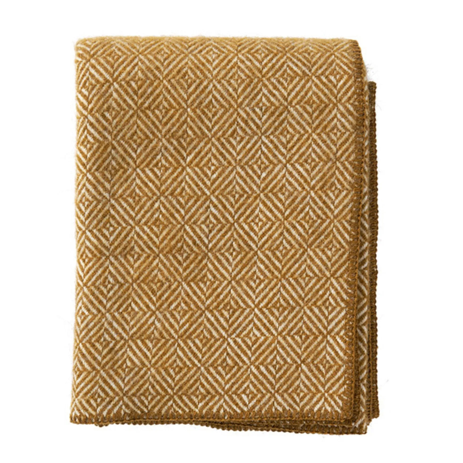 Uldplaid - 130x180 cm - Alpacauld/lammeuld - Diamonds Caramel