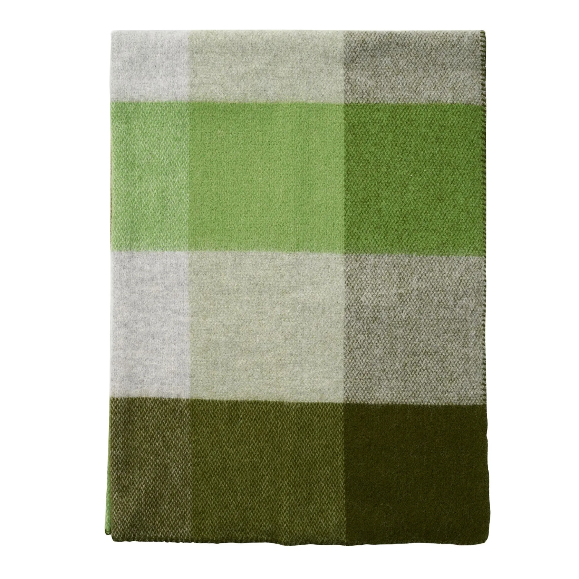 Uldplaid - 130x180 cm - 100% Lammeuld - Block Green